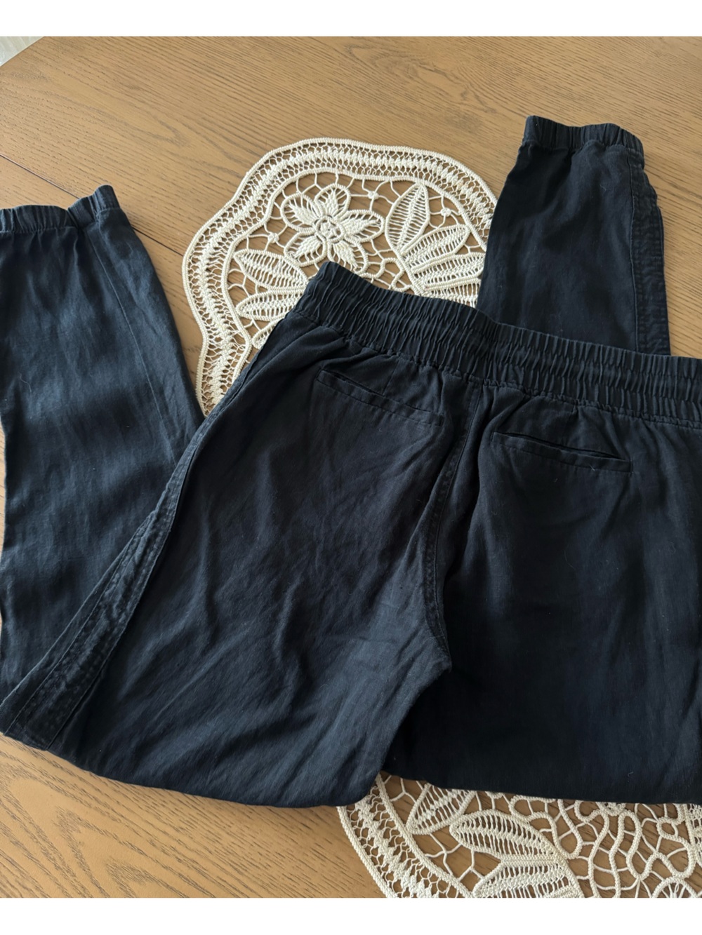Athleta Cabo Linen Jogger Pants Size 4 Black 100% Linen Pull On - Picture 3 of 5